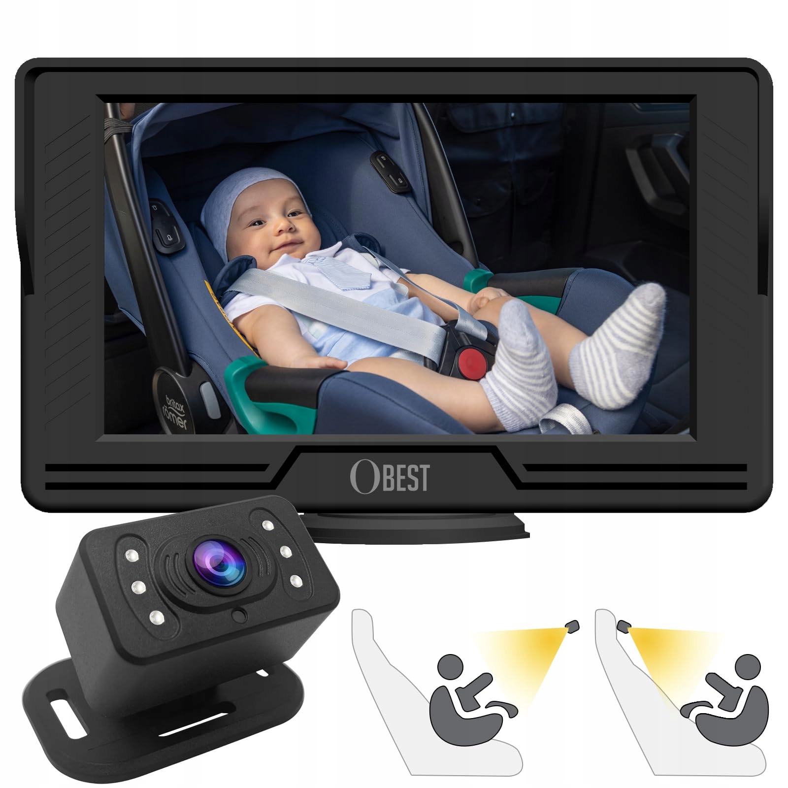 OBEST Kamera Samochodowa 1080P 43 Cal HD Monitor Szeroki Kąt Nocna Wizja