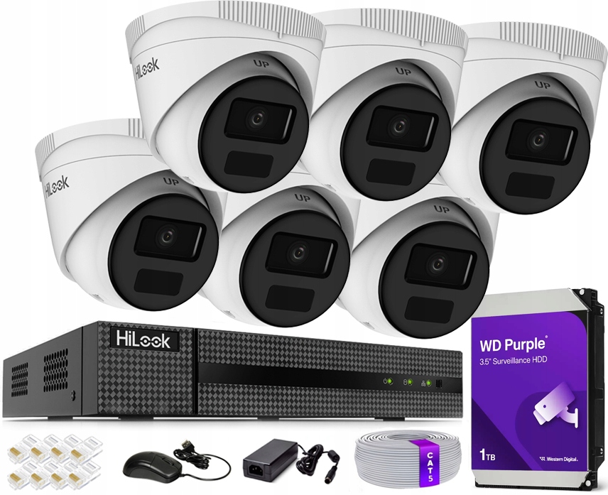 Sada Pro Monitorování 6 Kamer 4MPx 2K+ Externí Poe Aplikace Hikvision