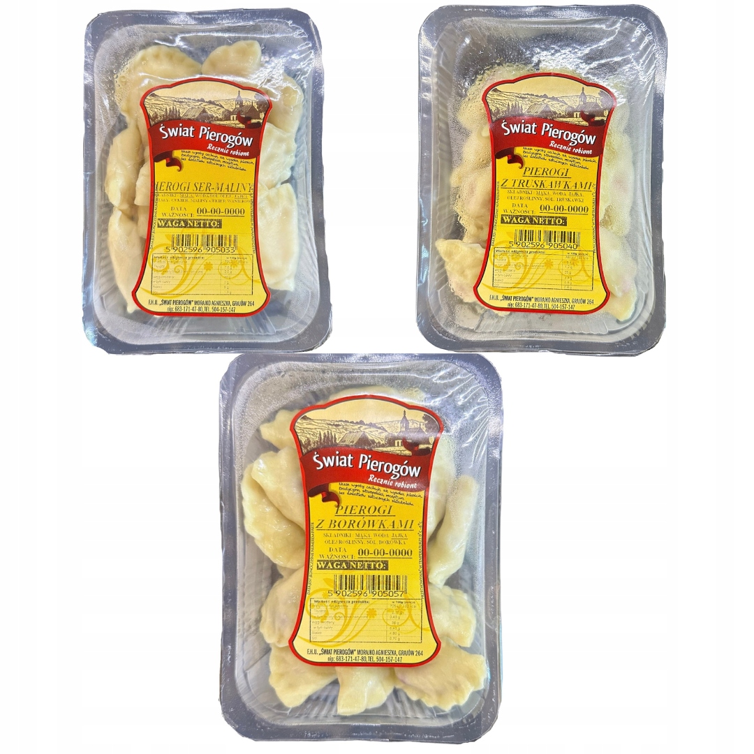 Ovocný Set 3x400 g Pirohy s Borůvkami, Jahodami, sýrem a Malinami