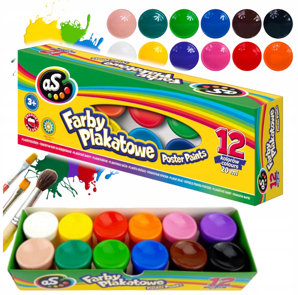 ASTRA FARBY PLAKATOWE SZKOLNE AS 12 KOLORÓW 20ml