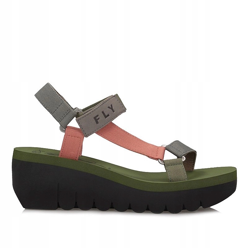 Dámské sandály Fly London YEFA726FLY Grey/multicolor/green na klínku