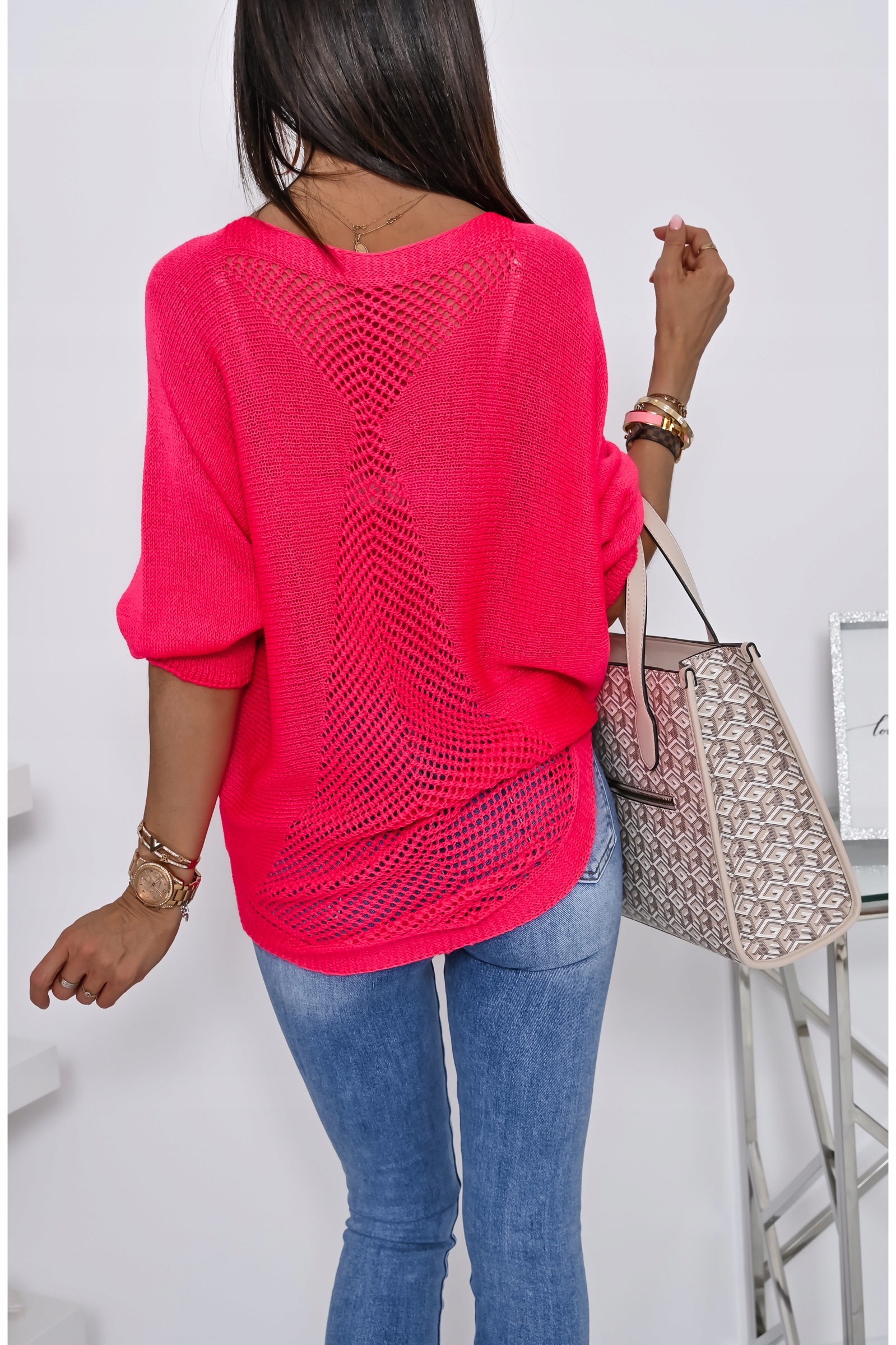 ŚLICZNY AŻUROWY LEKKI SWETEREK OVERSIZE OWEN! WZ.4 Materiał dominujący akryl