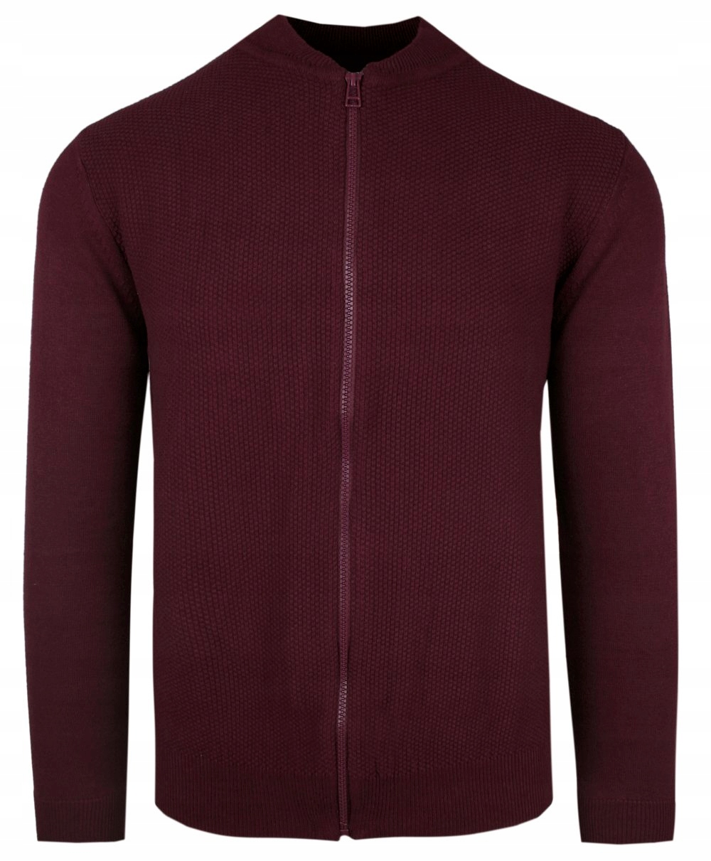 Lehký bavlněný pánský svetr se zipem a vysokým výstřihem Alties Bordo M