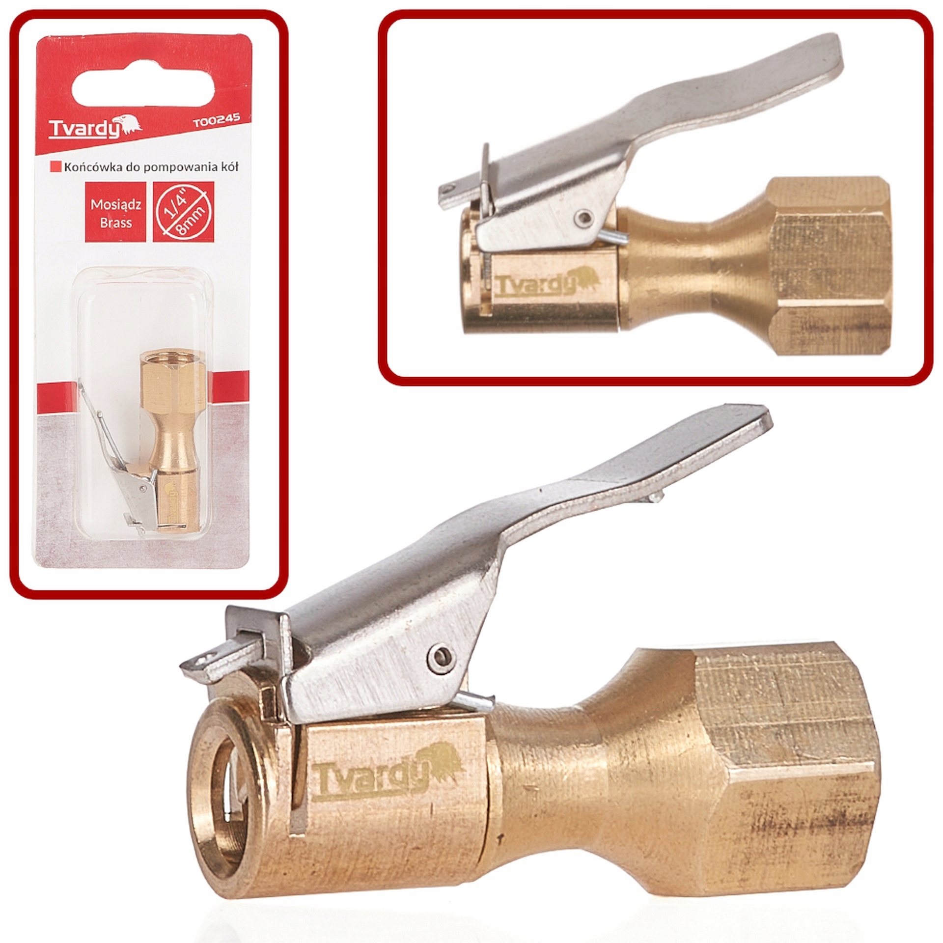 Końcówka Mosiężna Do Pompowania Kół 8MM GW1/4" Solidna