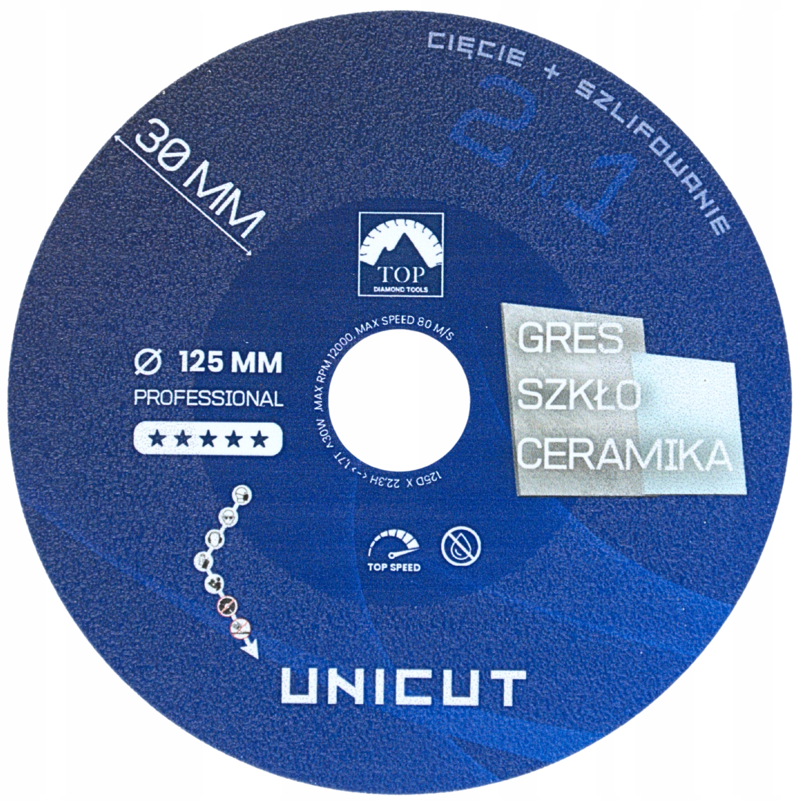 Tarcza diamentowa do szlifowania cięcia gresu płytek Top Unicut 125mm