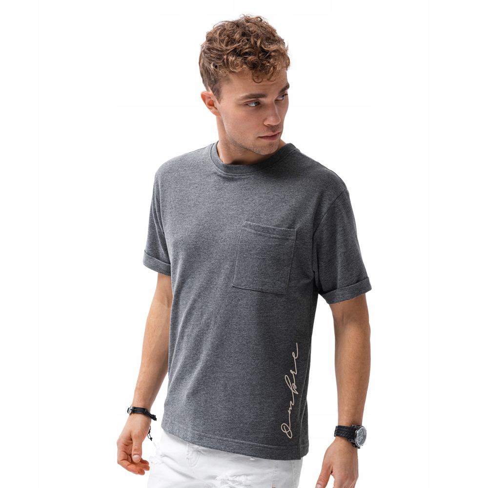 

T-shirt męski z nadrukiem S1371 czarny M