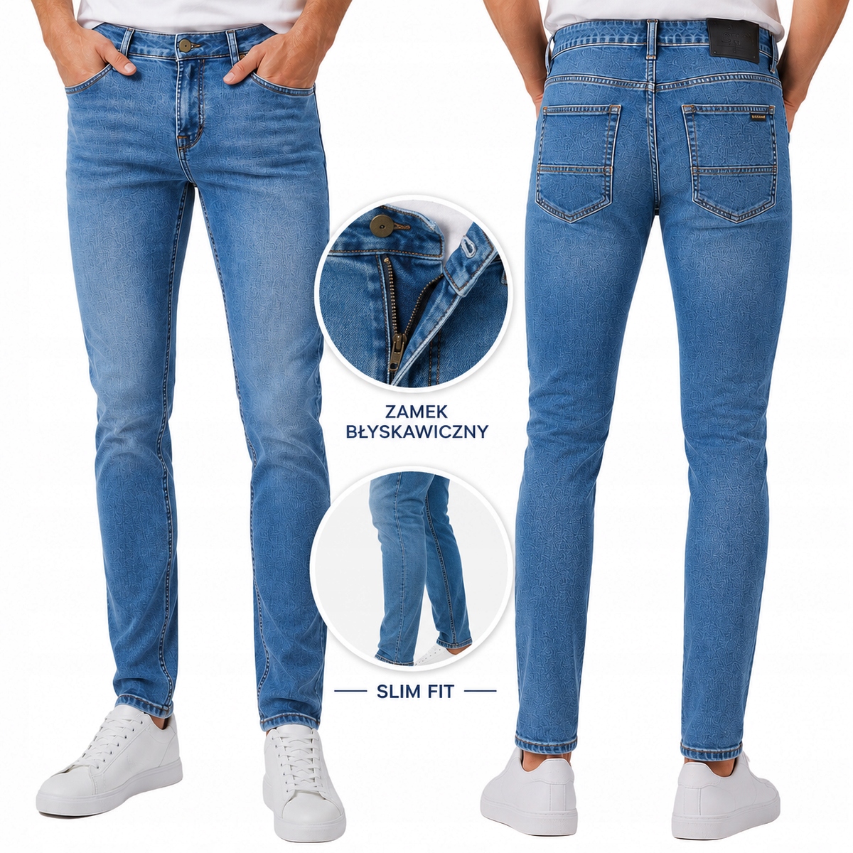 Pánské džínové kalhoty slim světlý denim přiléhavé premium PL3156 W32 L36