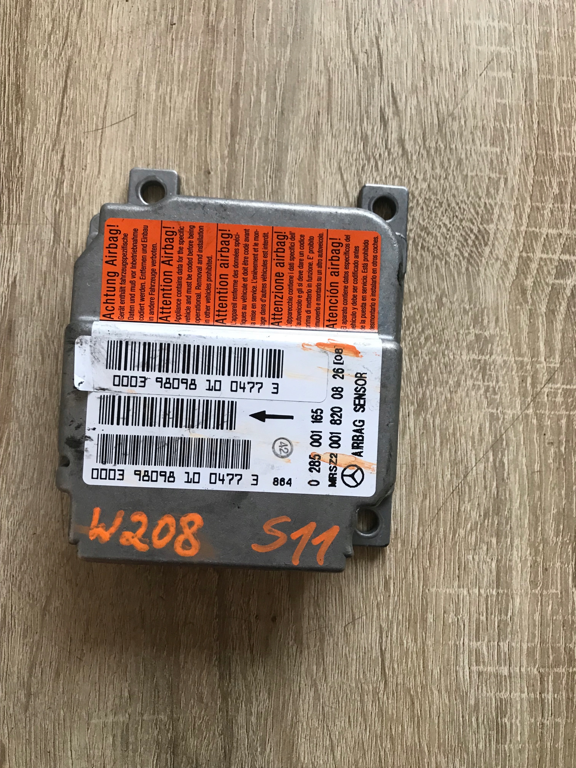 MODUŁ SENSOR AIRBAG MERCEDES BENZ W208 0018200826