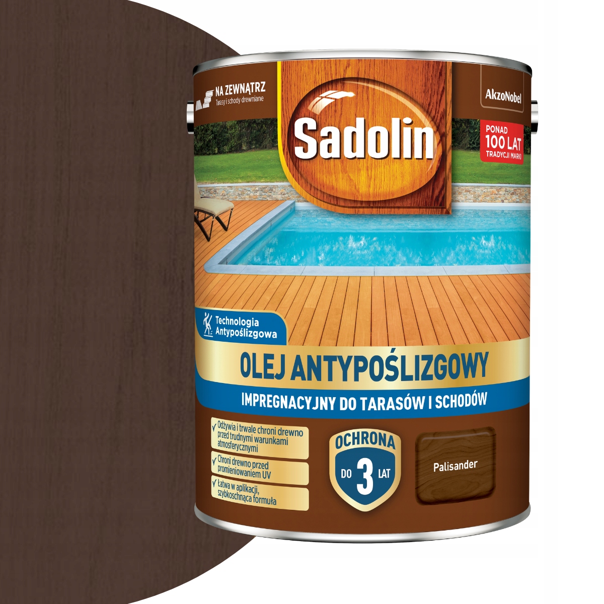 Sadolin Ochranný protišmykový Olej 3 Roky na terasy 4,5L Palisander