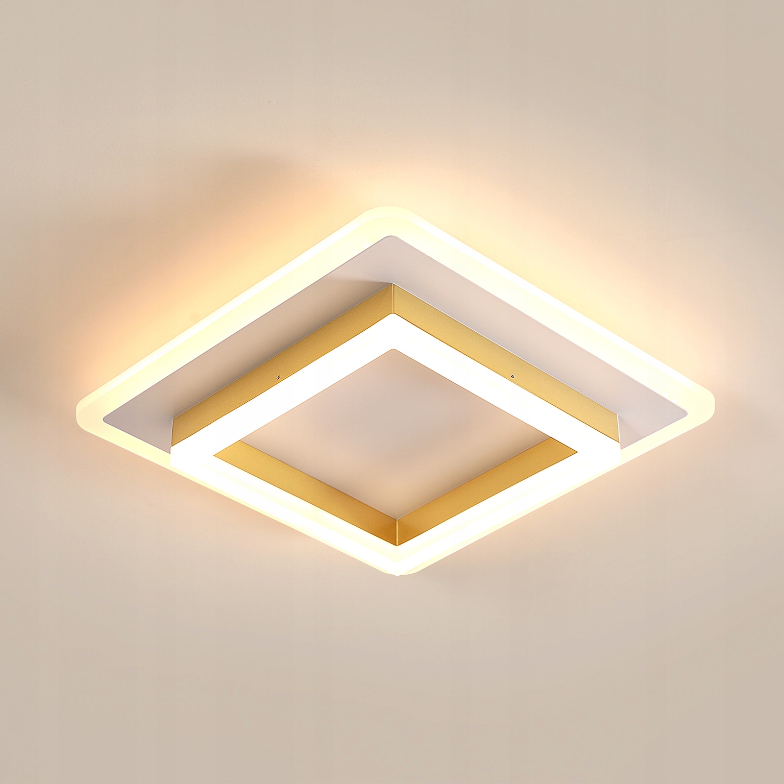 Stropní svítidlo Led Plafond Čtverec Bílá+zlatá Nástěnné Do Obývacího Pokoje 30W 3000K