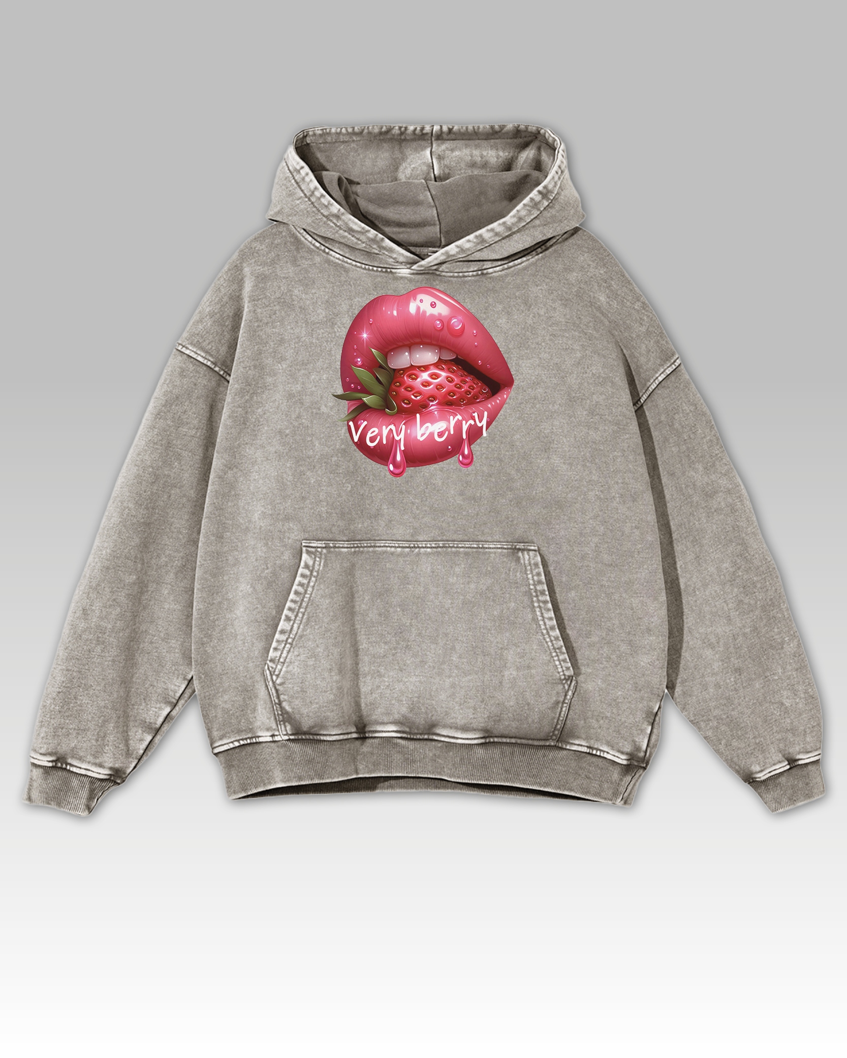 Velmi lesní nadměrná Mikina Washed Lips Jahoda Sensuality Ash L