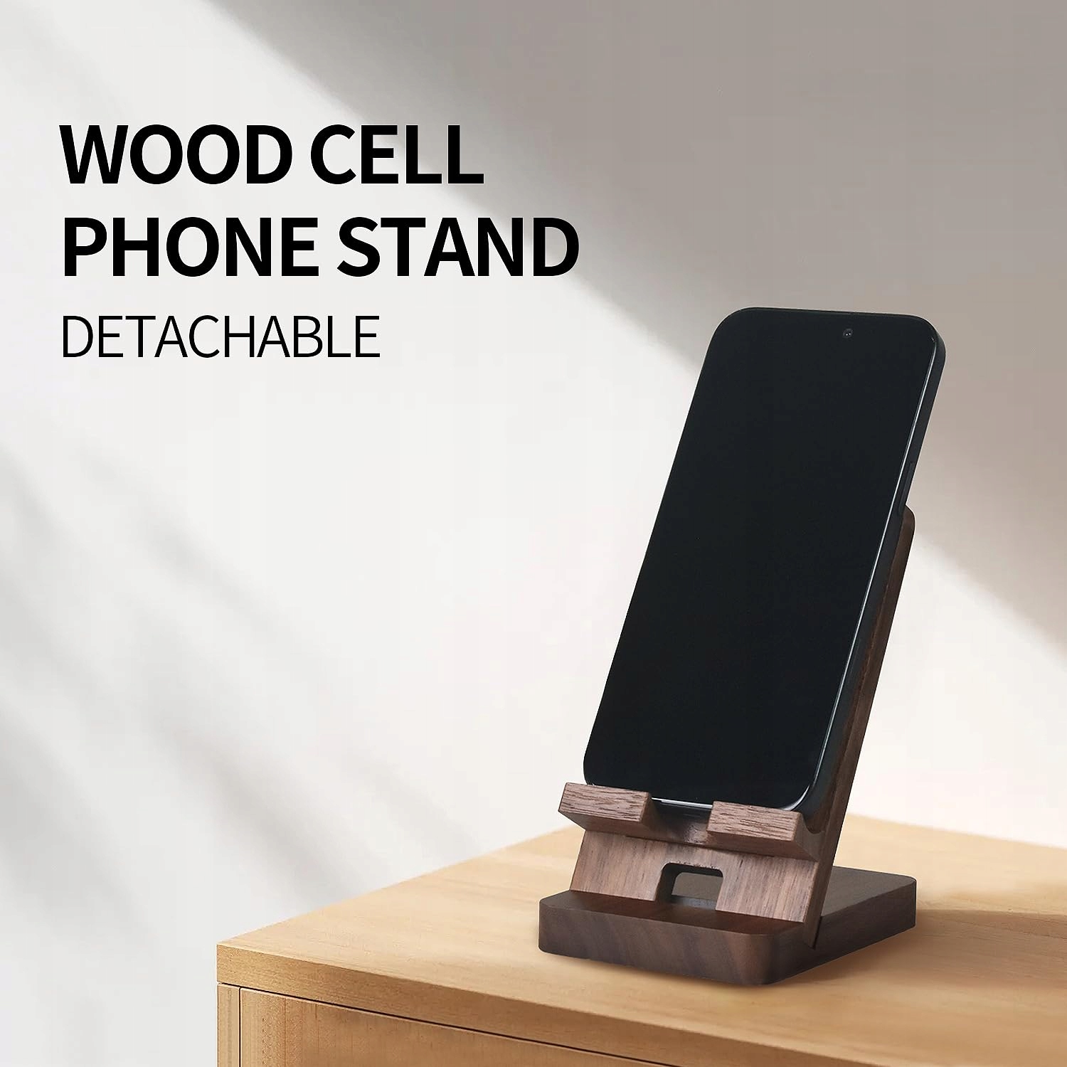 PLEHOOD Drewniany Stojak Na Telefon Z Orzecha Kompatybilny Z iPhone — miniatura 6