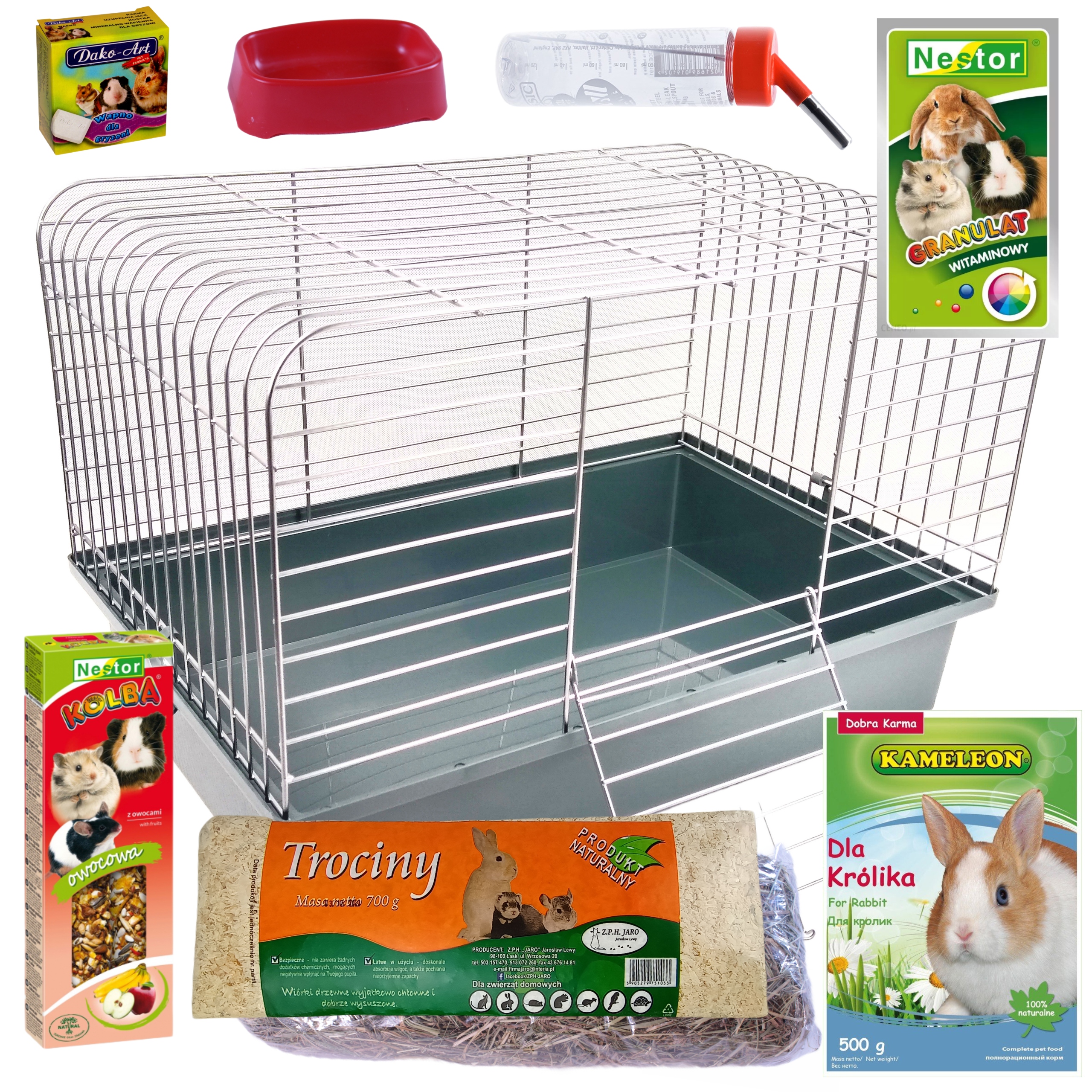 Levně Klec pro králíka morčata káva 50 cm šedá záchodová mísa sm