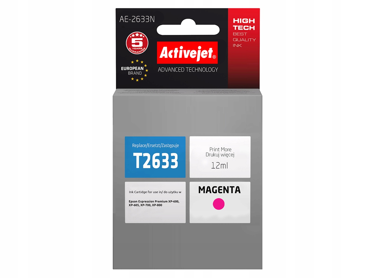 

Zamiennik Epson T2633 Magenta 12ml XP-600 XP-605