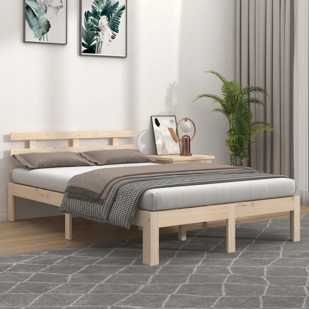 Rám postele masivní dřevo 140 x 190 cm Hnědá 814734