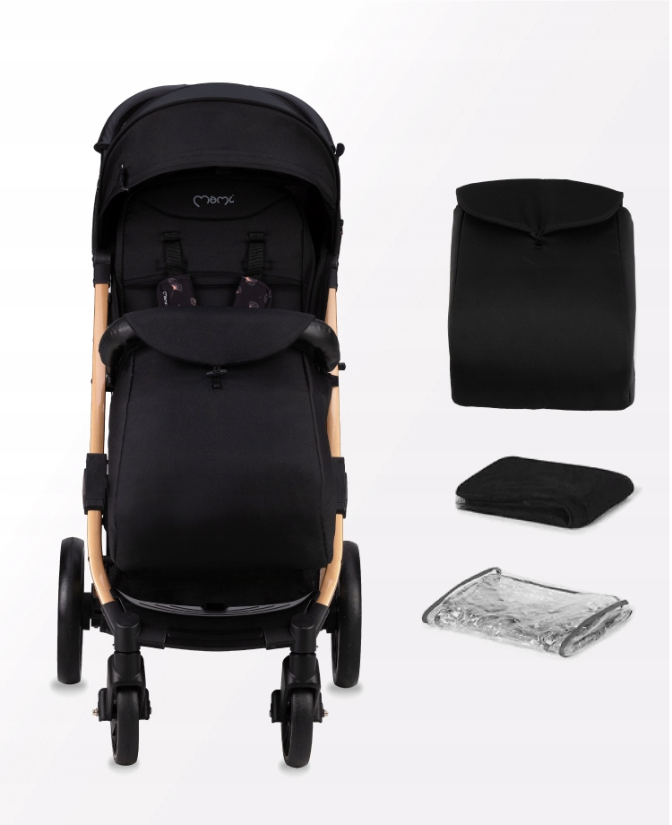 WÓZEK SPACEROWY - MoMi ESTELLE DAKAR CZARNY - DUŻE KOŁA ZESTAW AKCESORIÓW Marka MoMi