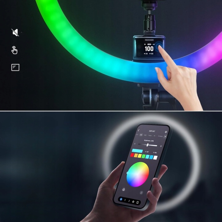 NEEWER SRP18C RGB LED zestaw świateł pierścieniowych 2500 K – 10000 K — miniatura 10