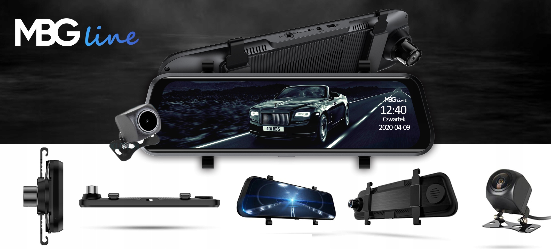 Kamera Rejestrator lusterko 2K FHD HS900PRO SONY Ports AV MicroUSB miniUSB