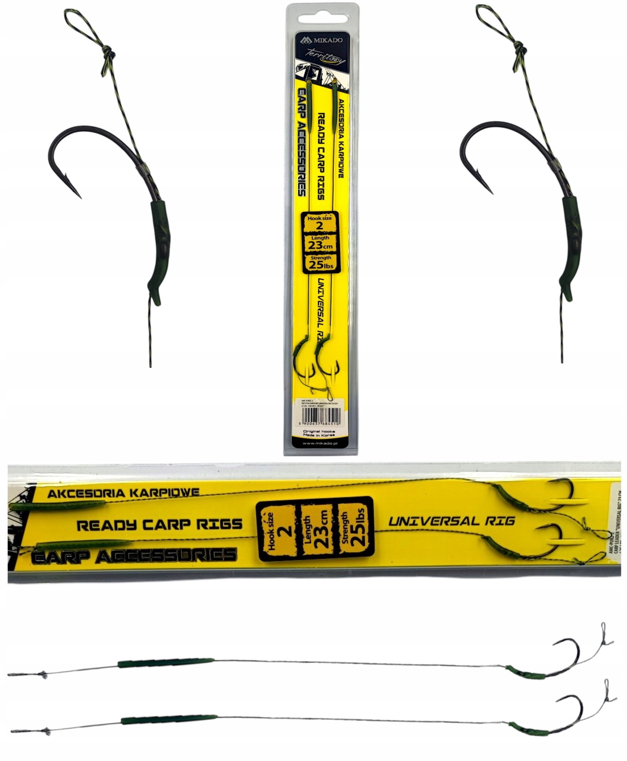 Przypony karpiowe hak nr6 25lbs 23cm Uniwersal Rig Mikado plecionka miękka