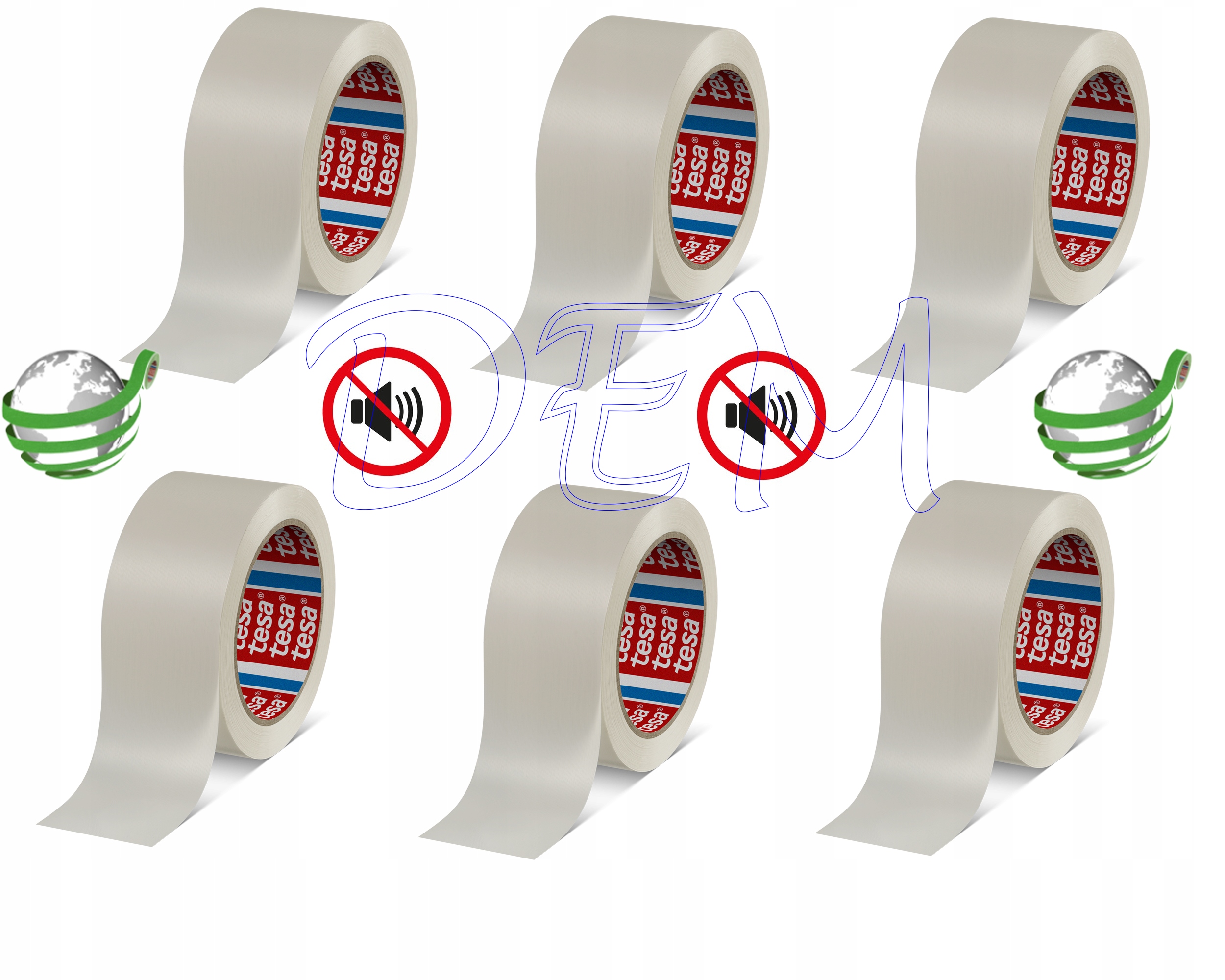 Tesa Taśma Pakowa Pet Wytrzymała Ekologiczna biała 50mm 100 m 6 szt.