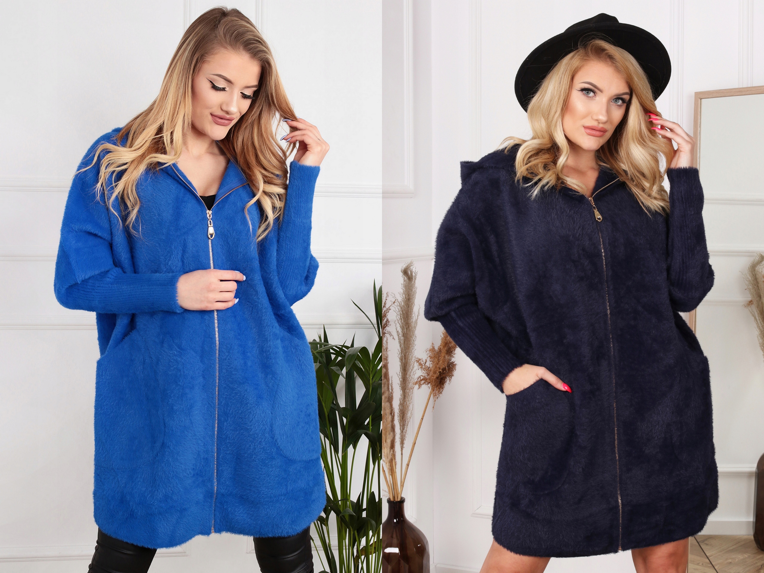 ALPAKA DAMSKA PŁASZCZ KURTKA SWETER CIEPŁA DŁUGA KAPTUR SUWAK WYGODNA KOLOR Materiał dominujący inny