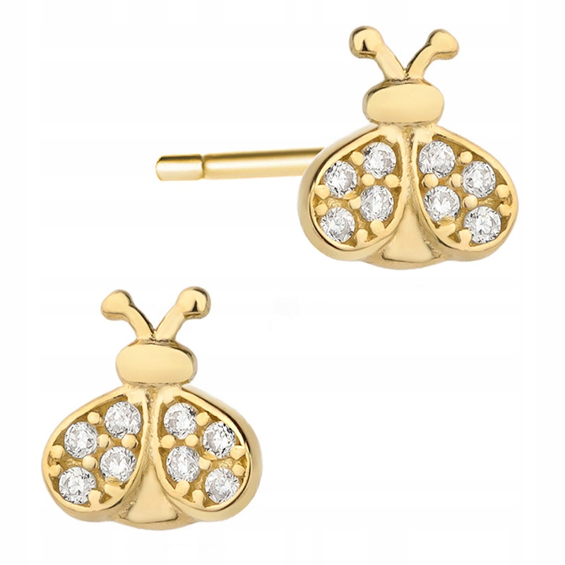 Zlaté Náušnice pr. 585 Berušky s zirkony 14k