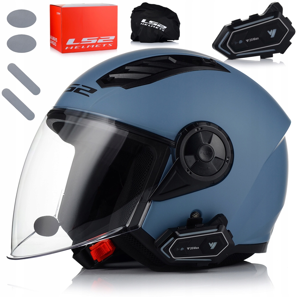 Otvorená Motocyklová Prilba LS2 OF616 II Misty Blue Bluetooth Interkom