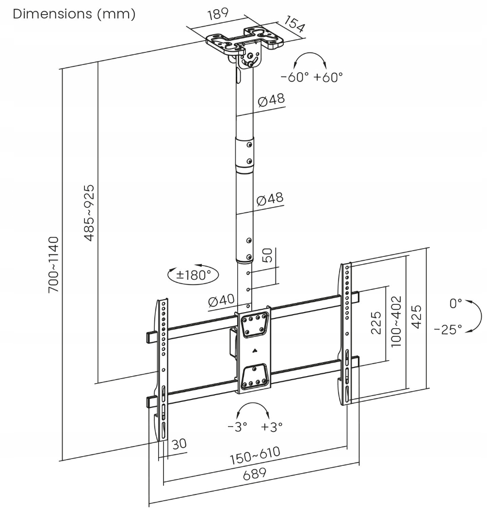 Uchwyt na telewizor Maclean MC-112 B 43-86 '' 60 kg