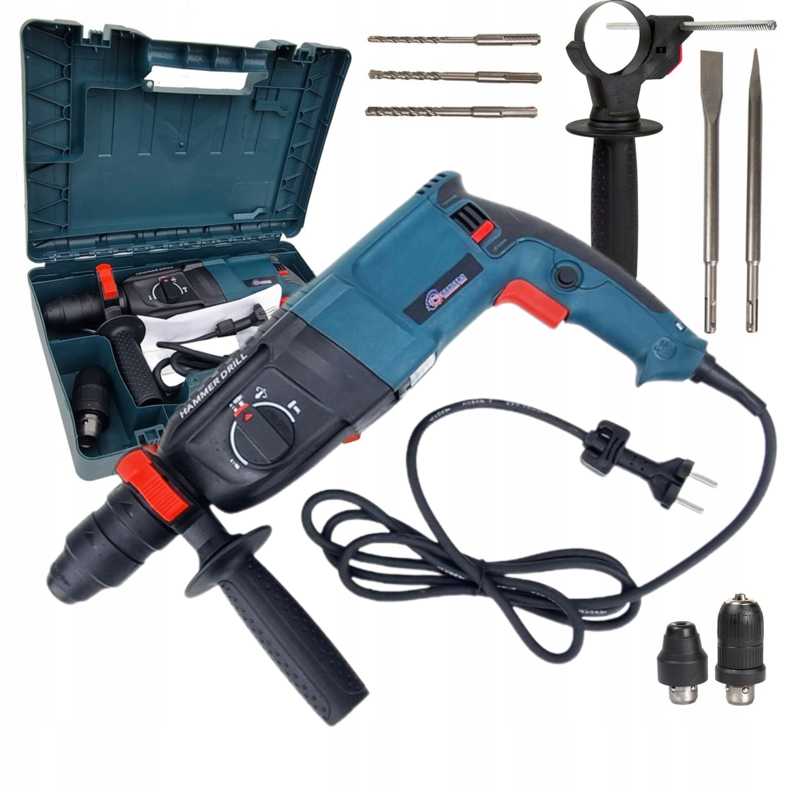 MŁOTOWIERTARKA MŁOT UDAROWY WIERTARKA SDS+ MOCNA 3050W WALIZKA + GŁÓWKA