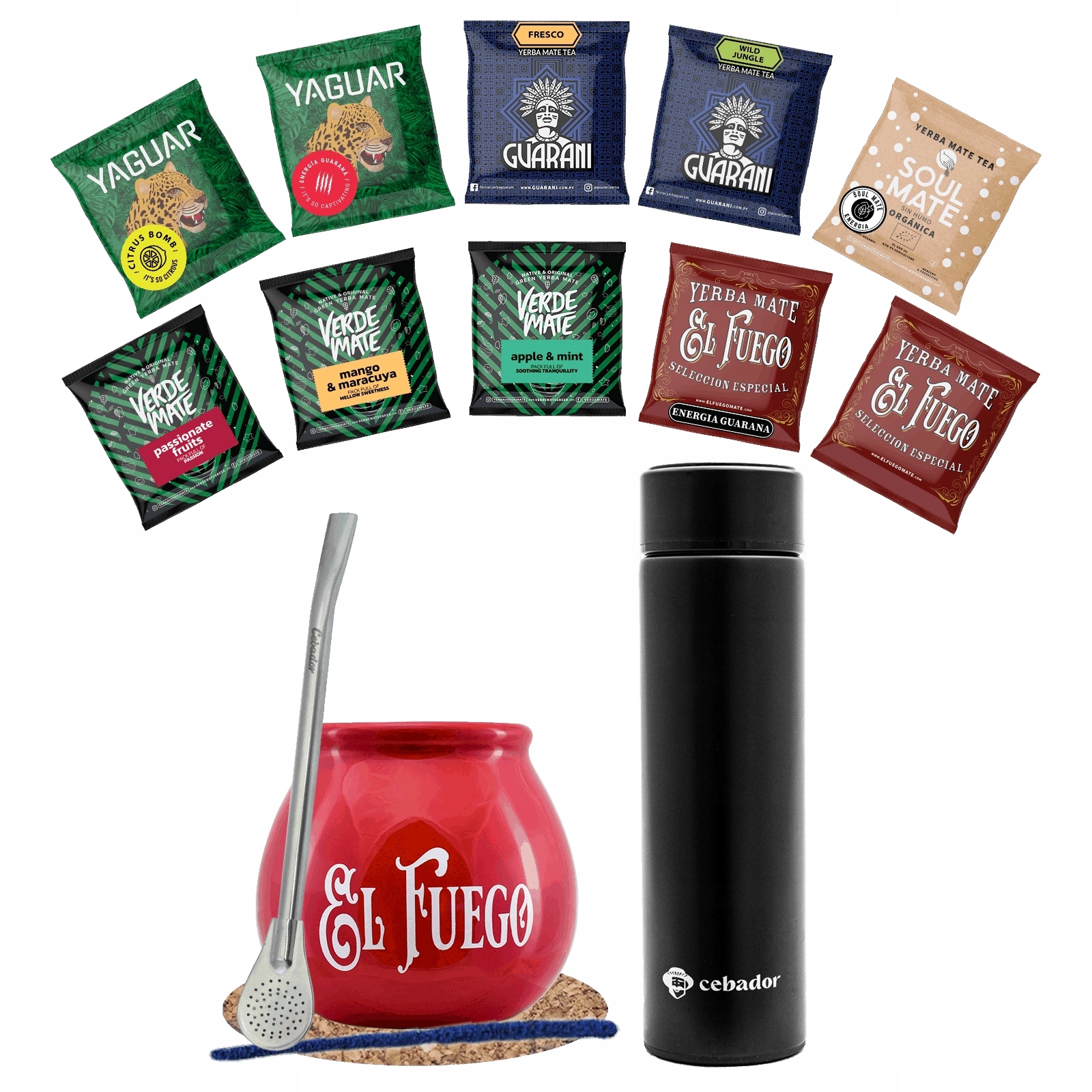 Zestaw Yerba Mate Próbki 10x50g Termos Led, tykwa i bombilla 500g 0,5kg