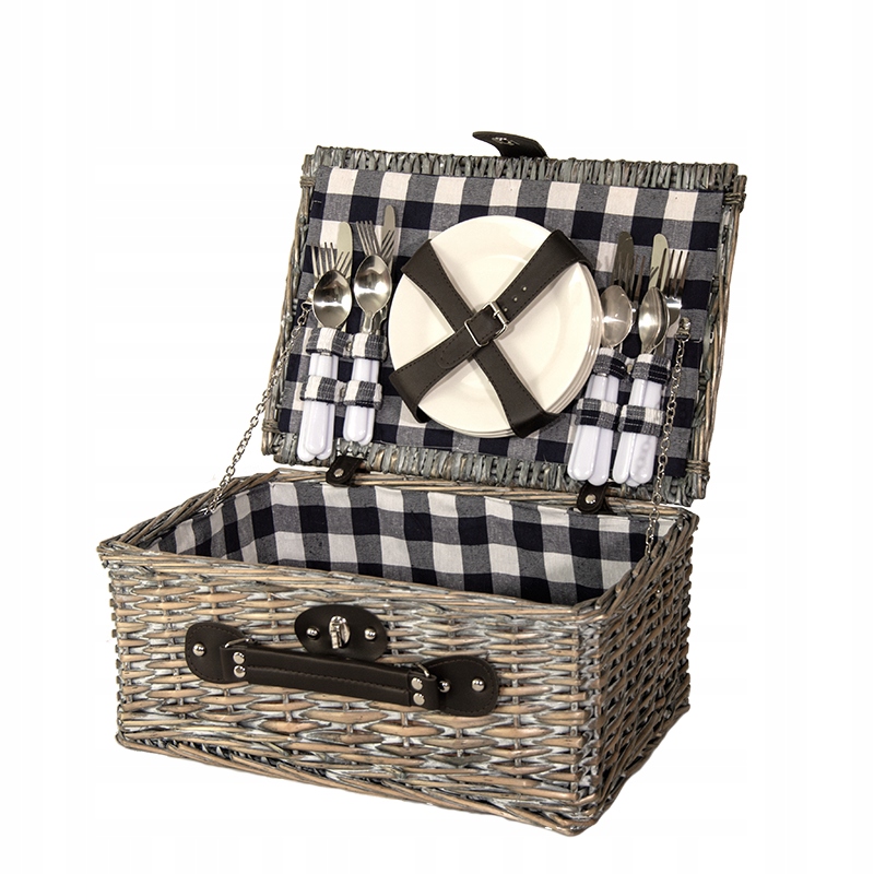 Piknikový koš proutěný s vybavením pro 4 osoby, kufr na piknik