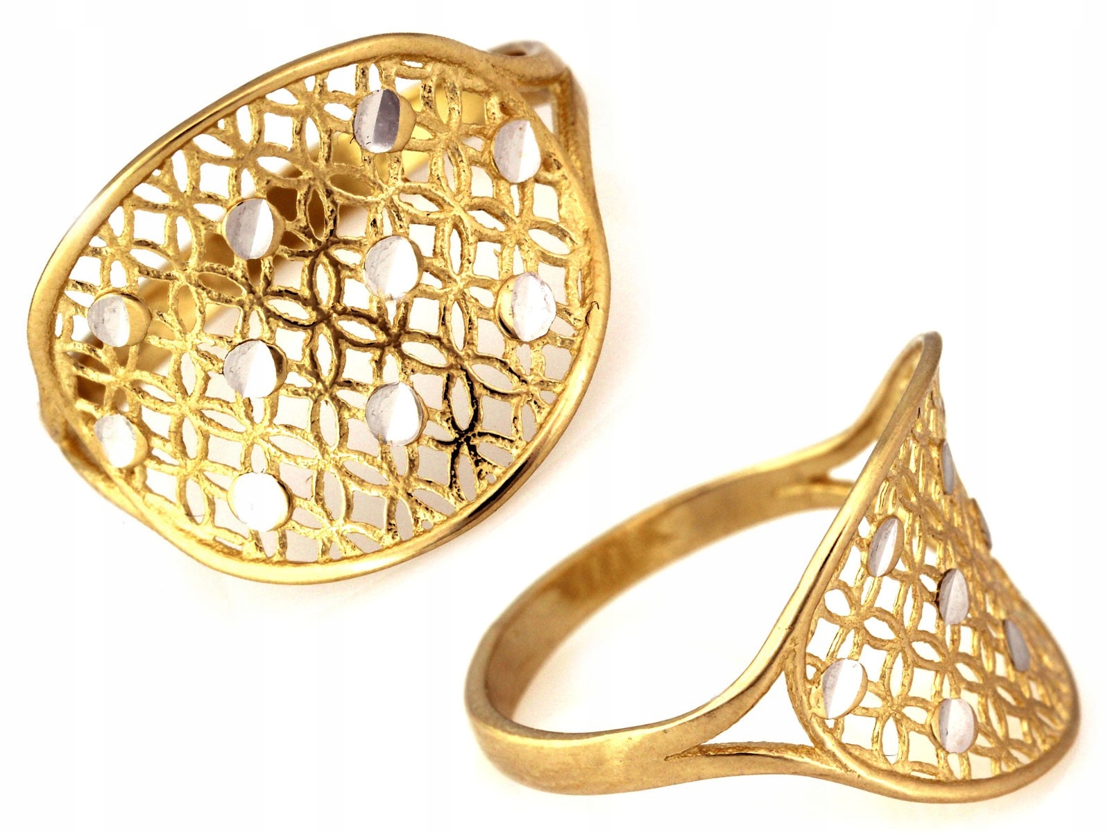 Dámský prstýnek 585 ze žlutého a bílého zlata, elegantní, 1.91 g