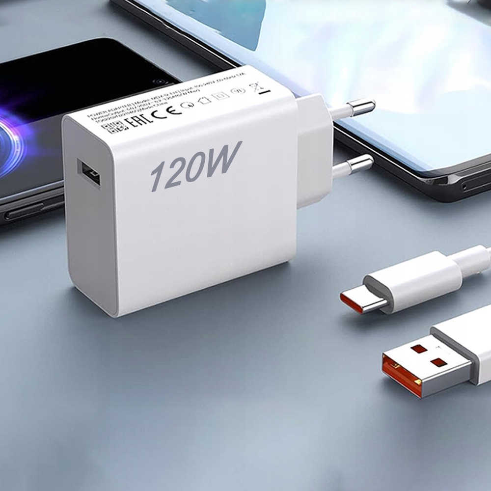 Ładowarka Xiaomi 120W 6A Mi Turbo USB C + Kabel 1m Kolor biały