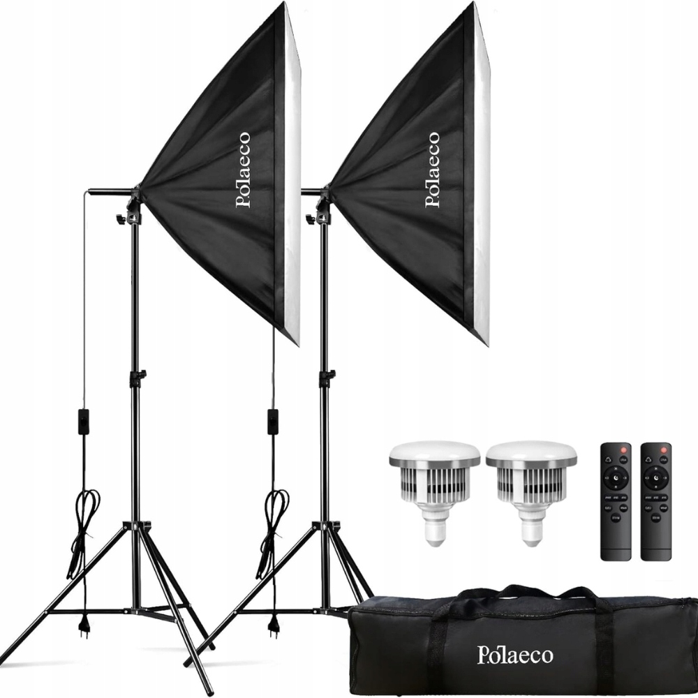 Potaeco Softbox LED 95W 3000–6500K z pilotem i torbami – do studia i video