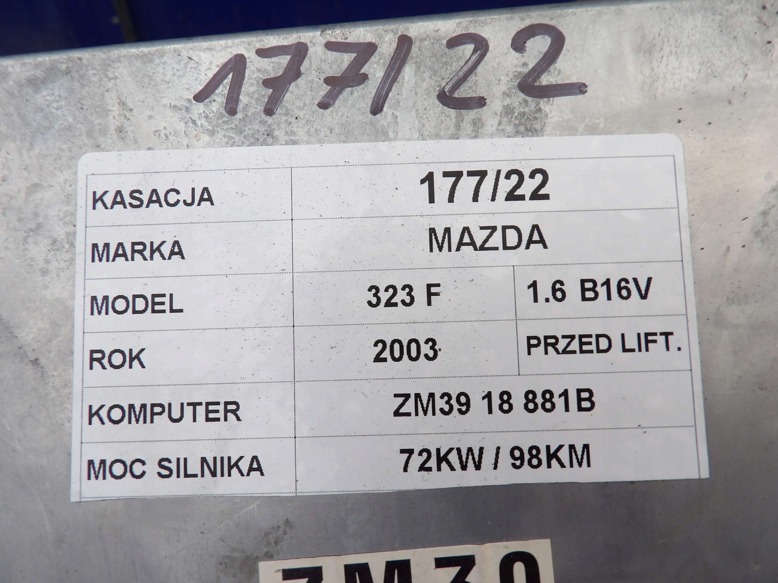 COMPUTER MAZDA 323F BJ 1,6B ZM3918881B 279700-1341