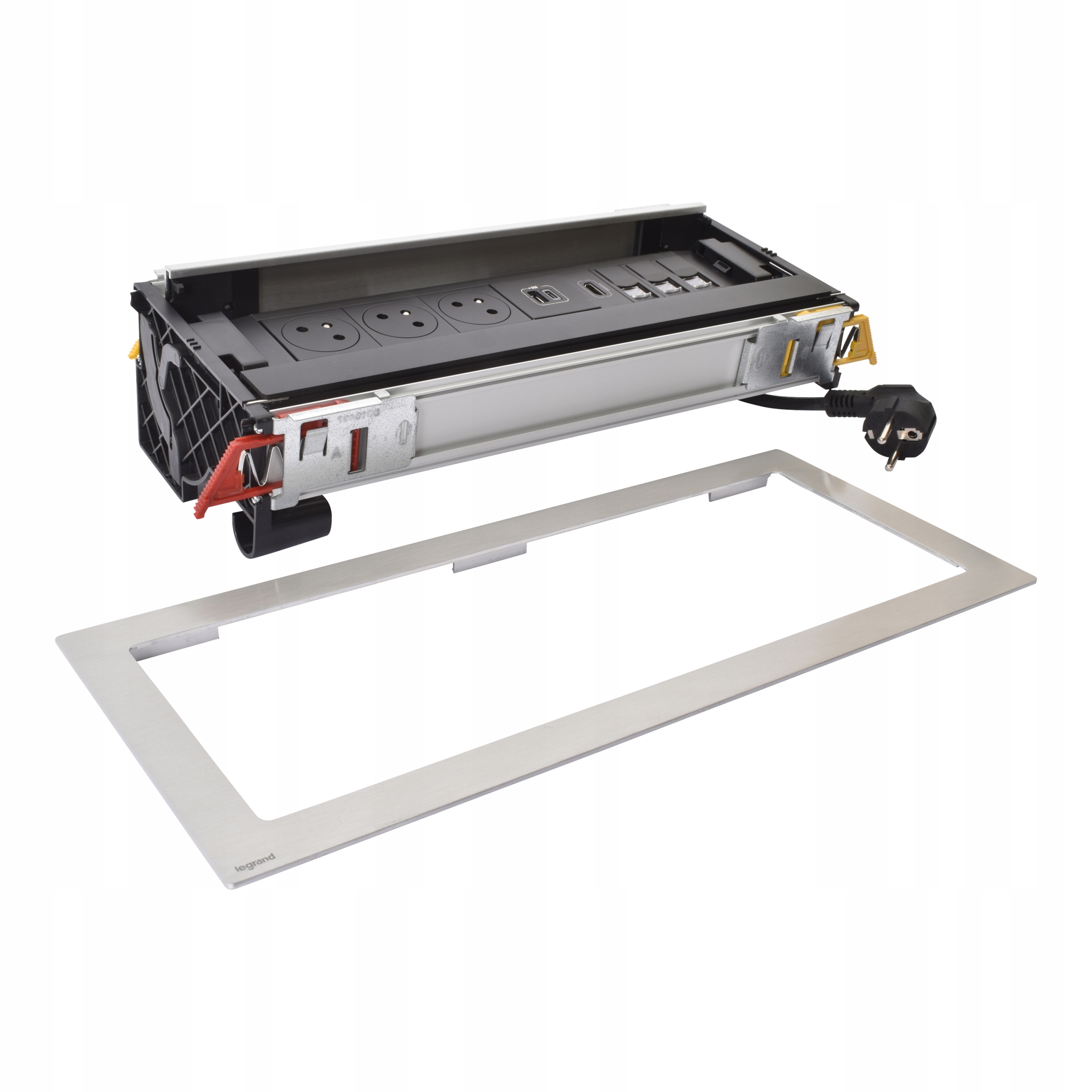 Nábytková zásuvka schovaná do trojité desky Usb Hdmi