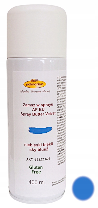 Levně Cukrářský semiš ve spreji Modrý Světle Modrá dekorace dort 400 ml Polmarkus