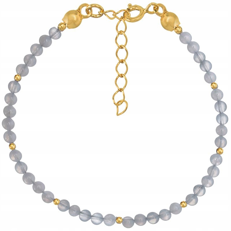 Stříbrný pozlacený náramek chalcedon modrý