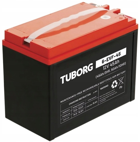 Akumulator żelowy Tuborg 6-DZM-45 12V 45Ah 6-EVF-45 do elektryka Micro Car