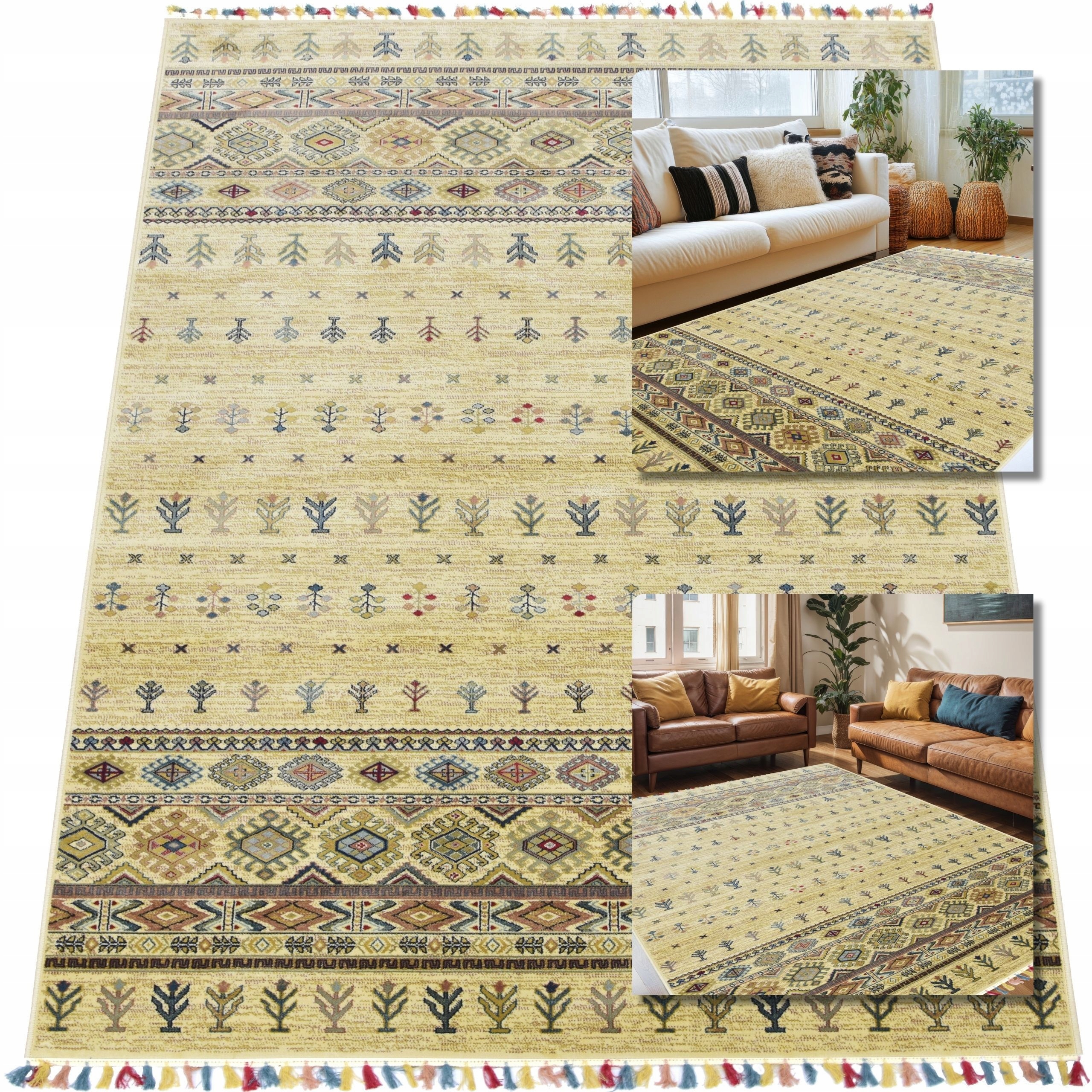 Dywan Orientalny 140x200 Wiskoza Kolorowy Dywan Vintage Do Salonu Połysk