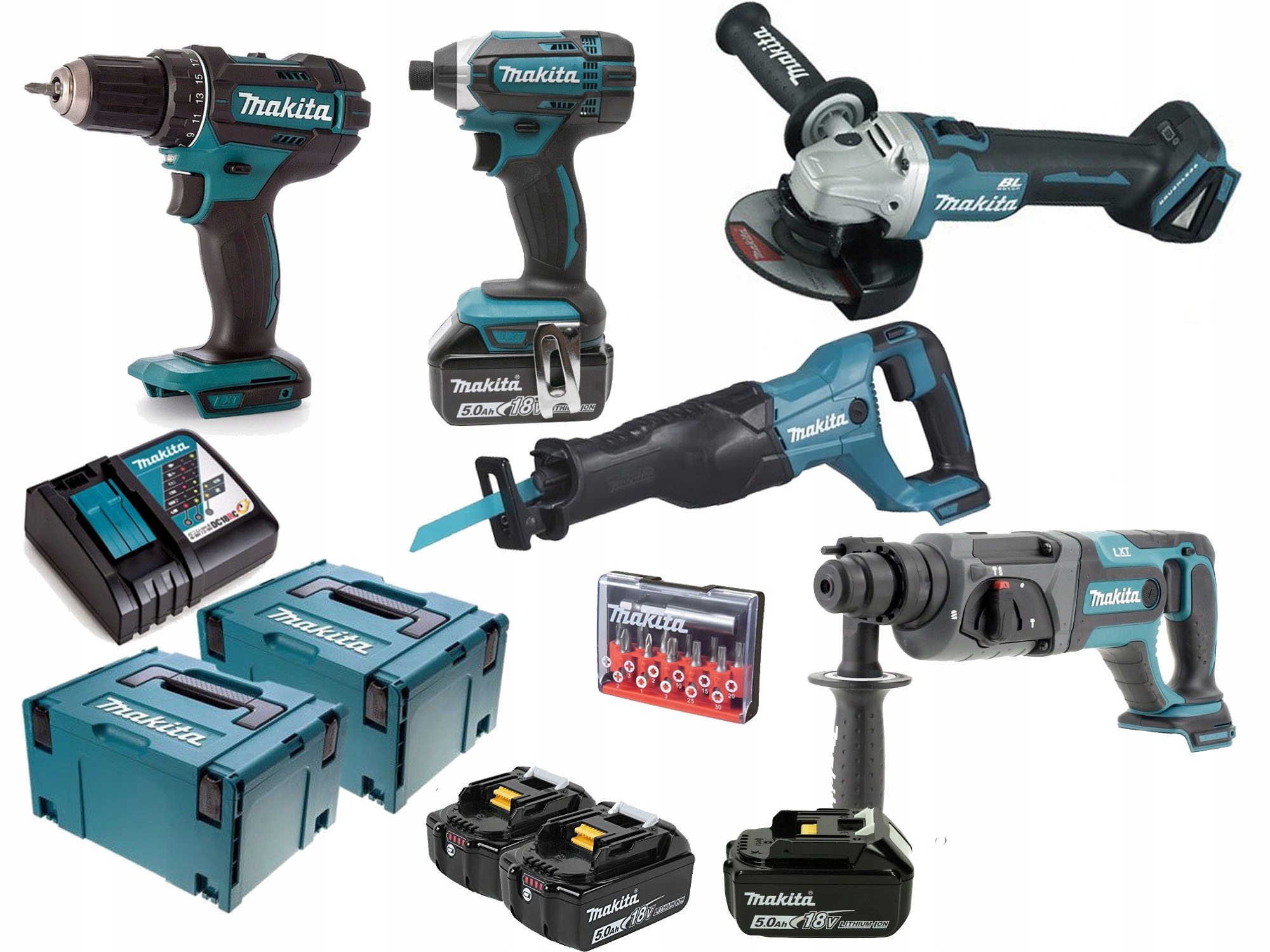 MAKITA комбо набір 5 інструментів 18V батареї 3 * 5ah