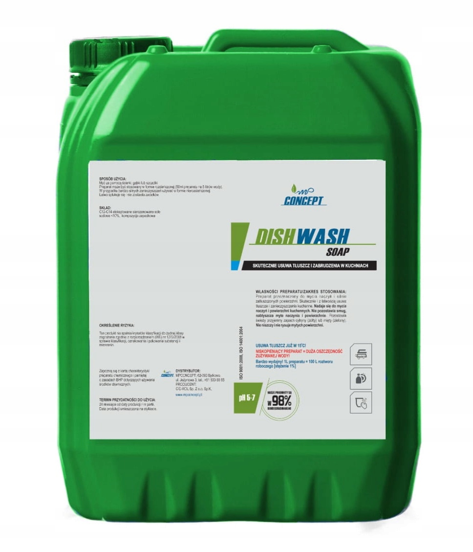 Tekutý koncentrát na mytí nádobí DishWash MPConcept 5L šetrný k rukám