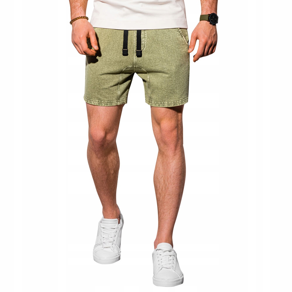 

Krótkie spodenki męskie dresowe W293 oliwkowe M