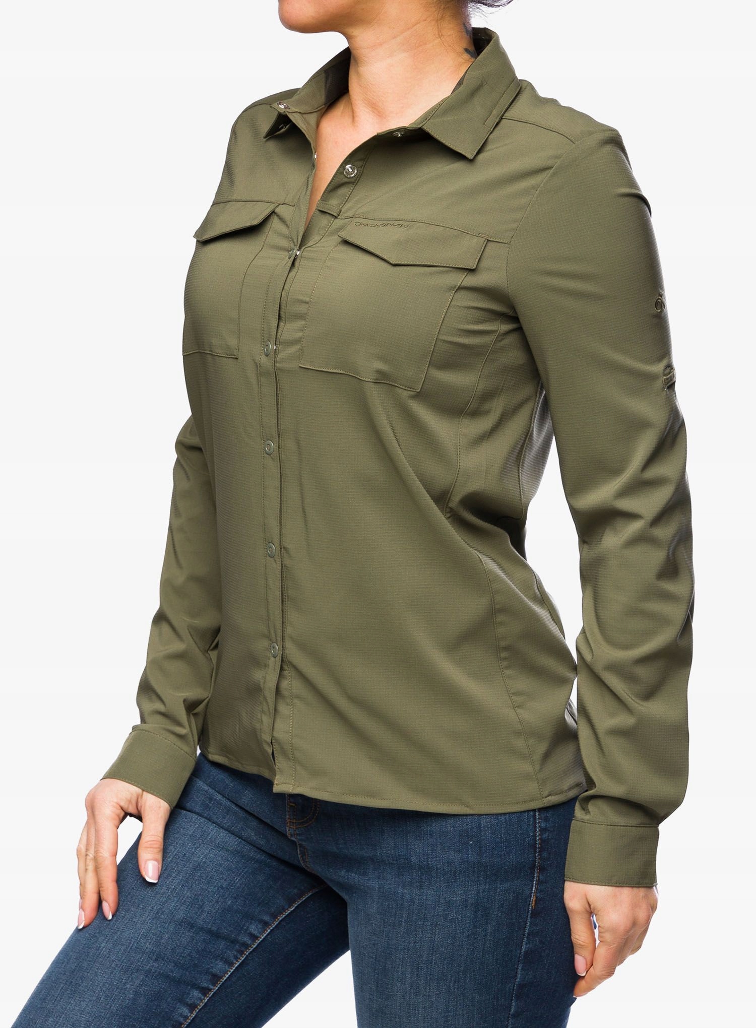 Koszula podróżnicza damska Craghoppers NosiLife Pro LS Shirt V - olive XL Rozmiar XL