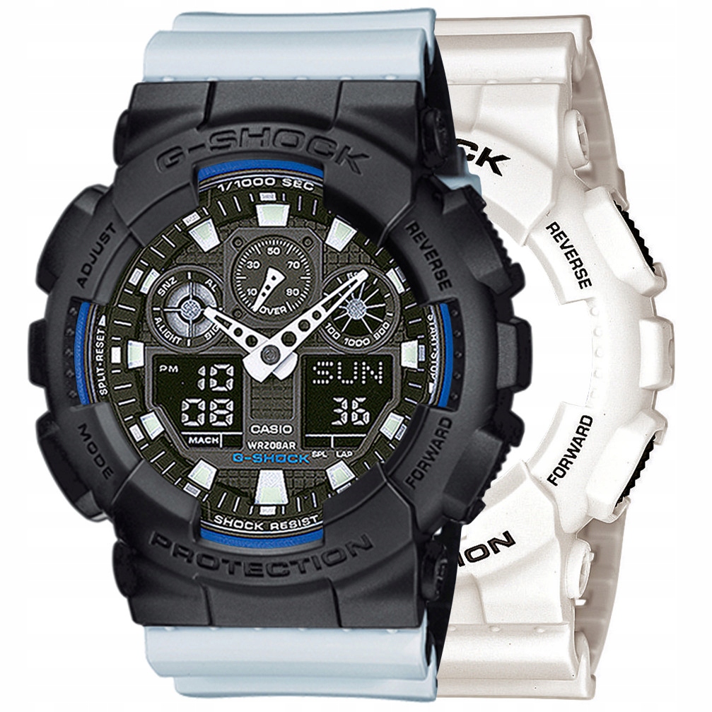 Set G-shock GA-100B-7AER Černá Bílá, Černá