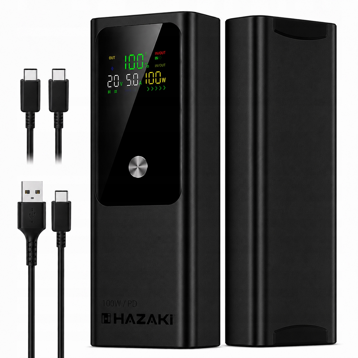 Powerbanka 100W 20000mAh Amper a Voltmetr 2x Kabel Rychlé Nabíjení