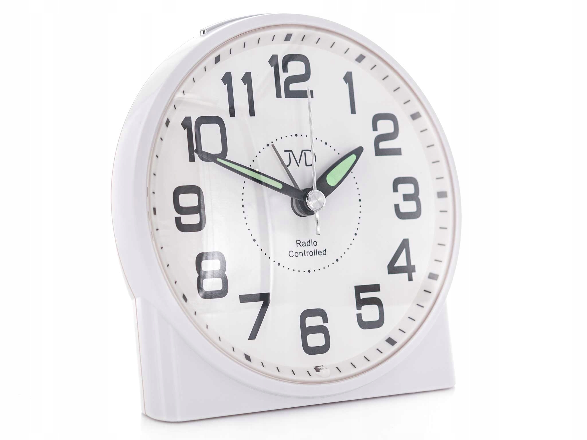 Budík Jvd RB22.1 Bílý Alarm Snooze Podsvícení Řízené Rádiem