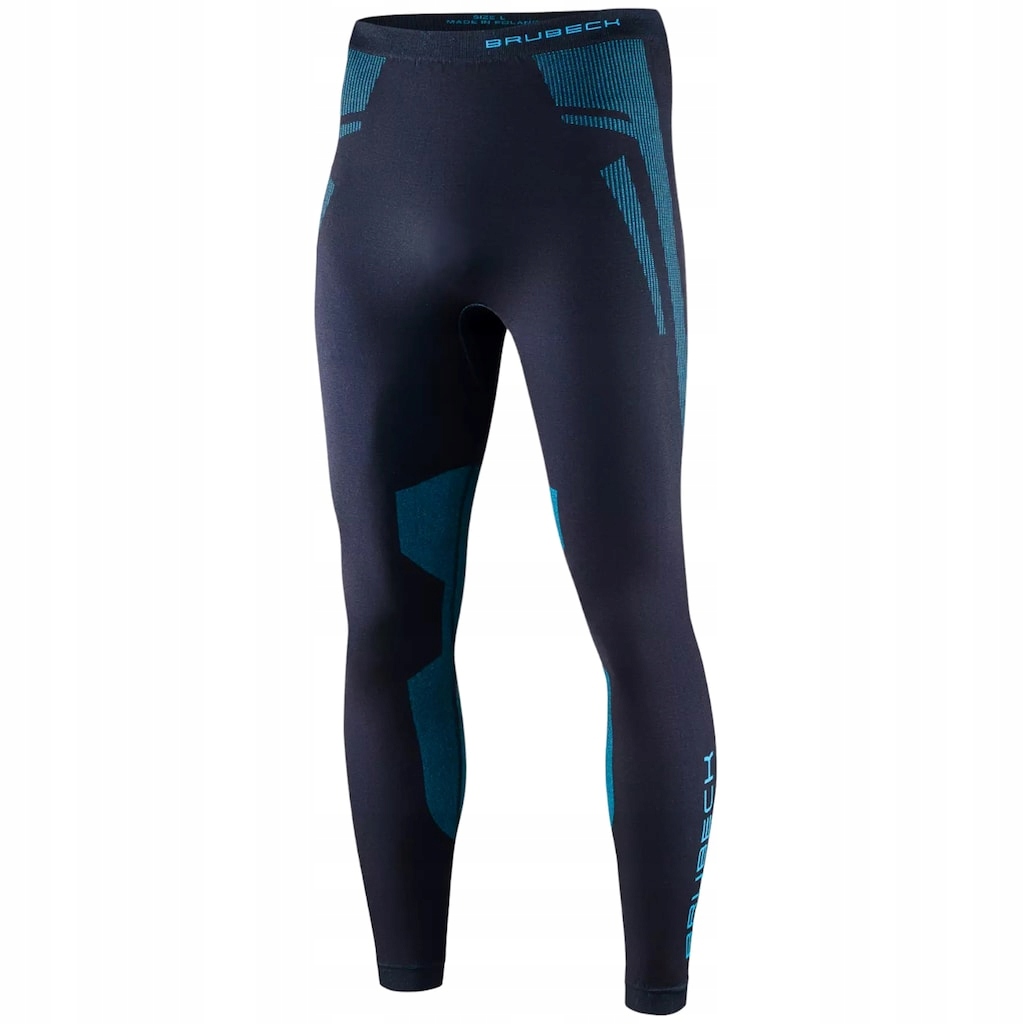 Legginsy termoaktywne męskie bezszwowe Brubeck Dry Grafitowe/Niebieskie S