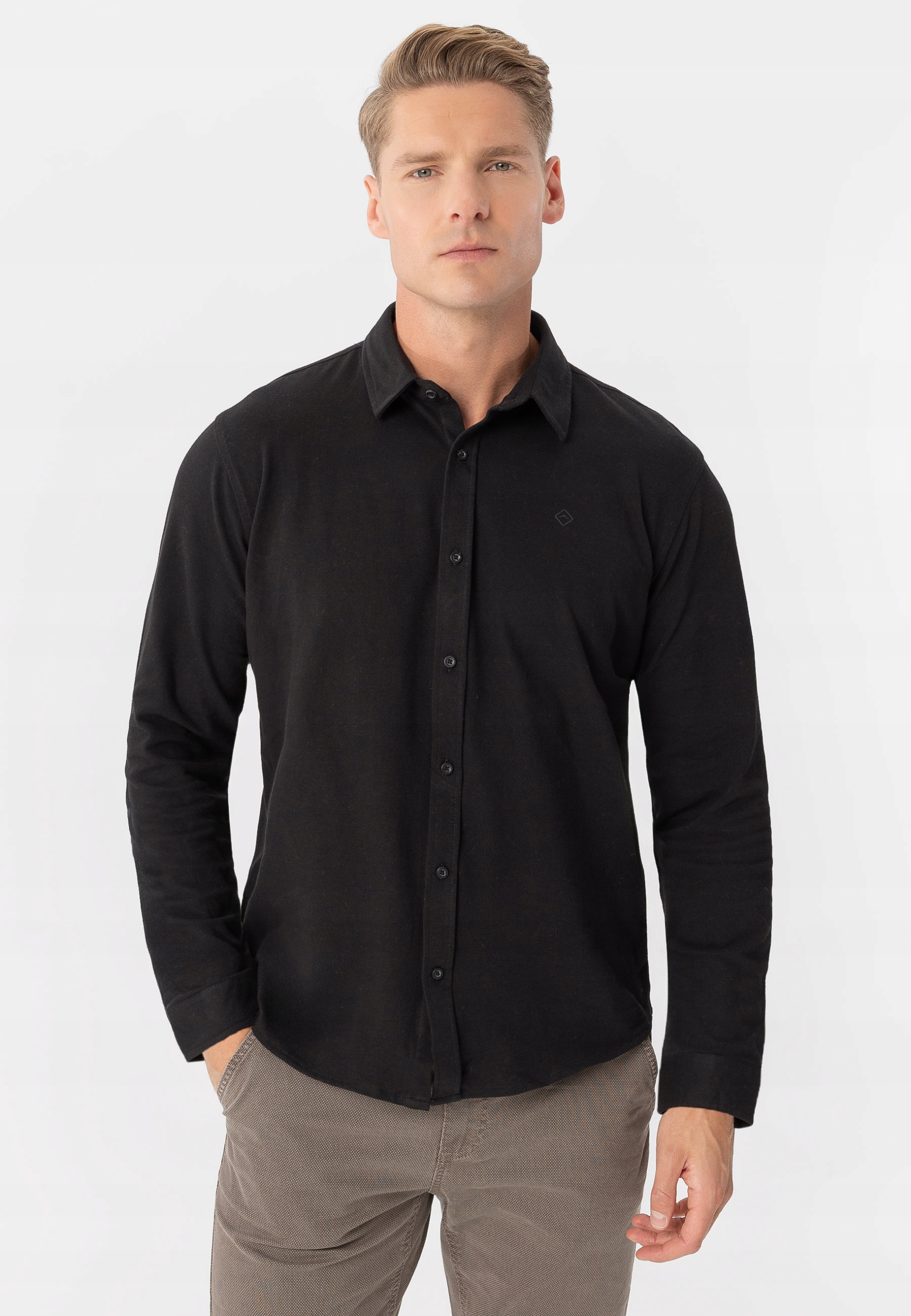 Męska Koszula Slim Fit Czarna Volcano K-sterry L