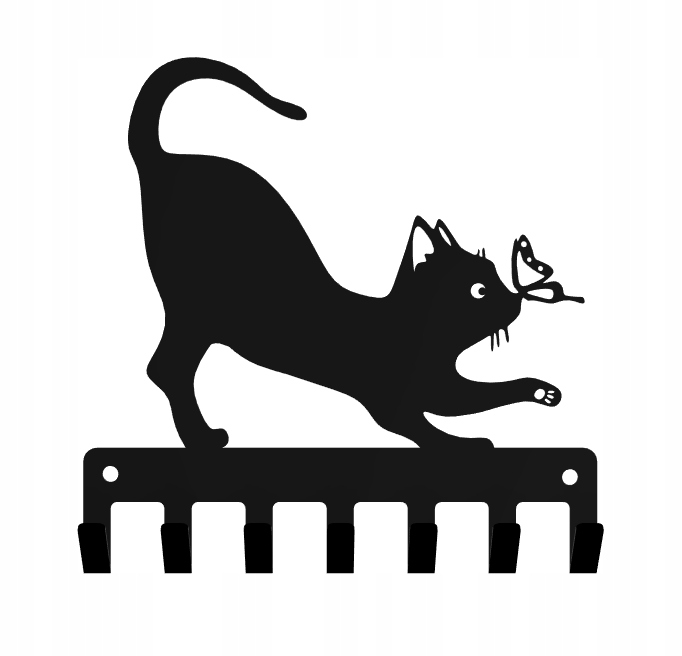 

Wieszak na klucze Kot Z Motylem loft czarny